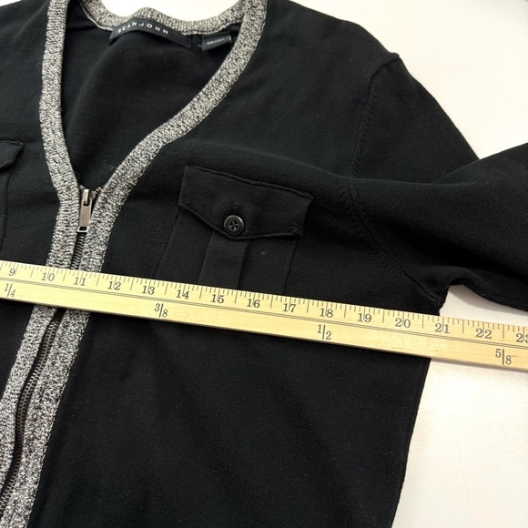 Sean John Women’s Sz L Black / Grey Full Zip Sweater V Neck Grannycore Casual LS - Picture 5 of 8